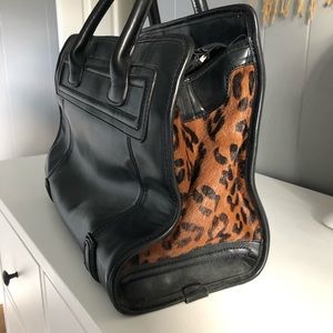 ZARA faux leather and leopard print bag